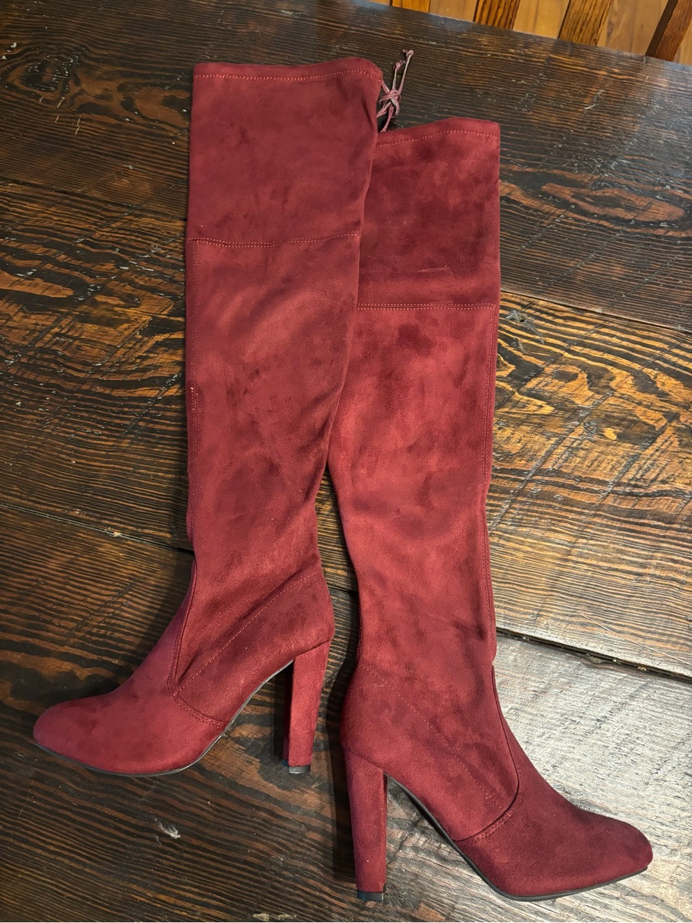 Charlotte Russe Burgundy Over-the-Knee Suede High Heel Boots